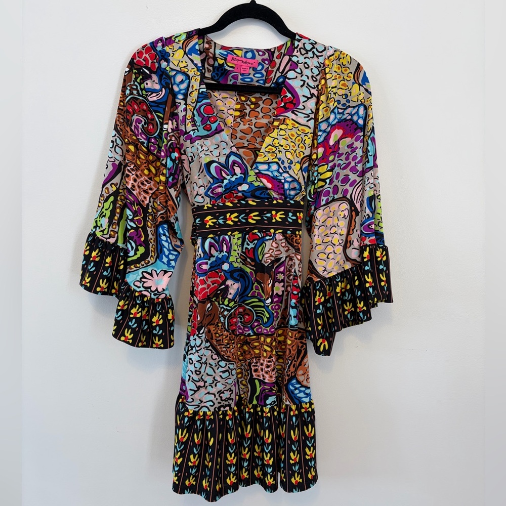 Betsey Johnson Multicolor Floral Patchwork Long Sleeve Dress